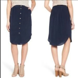 Madewell silk island button up skirt navy xs